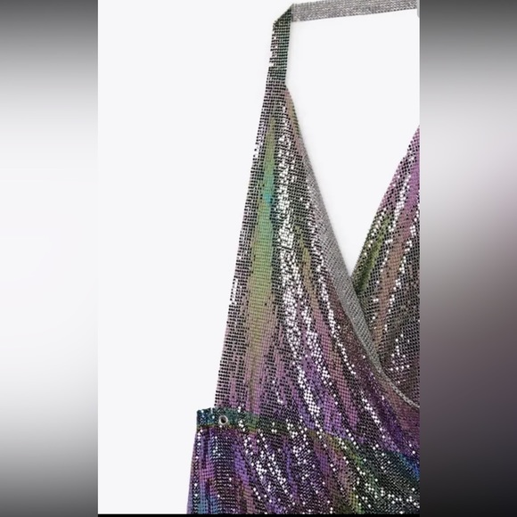 NWT Zara SHINY HALTER DRESS - Picture 9 of 10